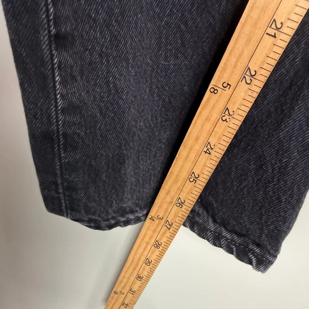 Vintage Levis 501 Button Fly Jeans 36x30 Black Faded Denim Straight Leg Mens